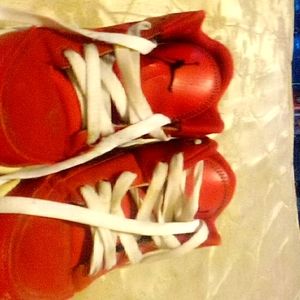 Red pair of Jordan's shoes